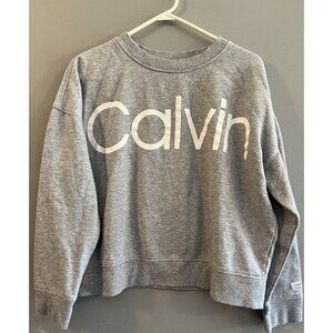 Calvin Klein Performance Womens Cropped Sweatshirt Gray‎ Crew Neck Crop L